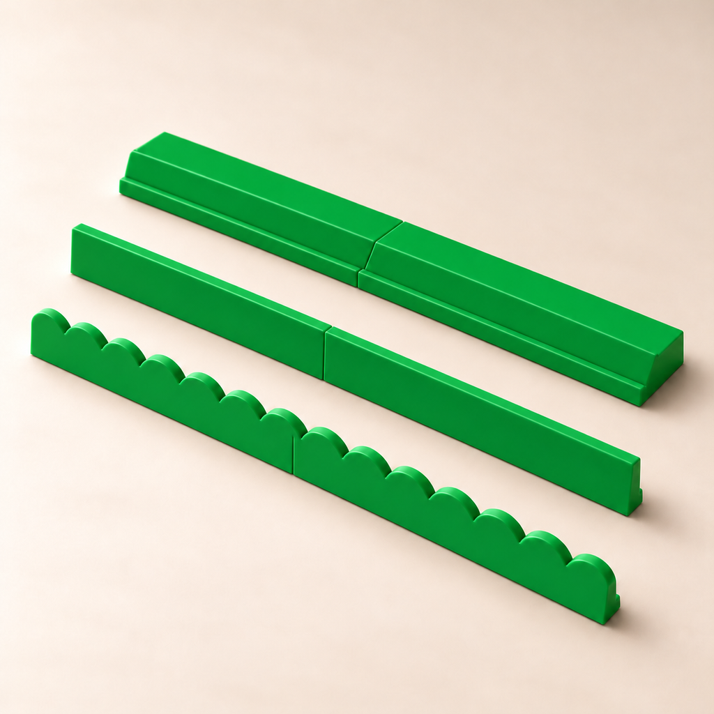 Bambu Green rack with straight and scalloped pushers