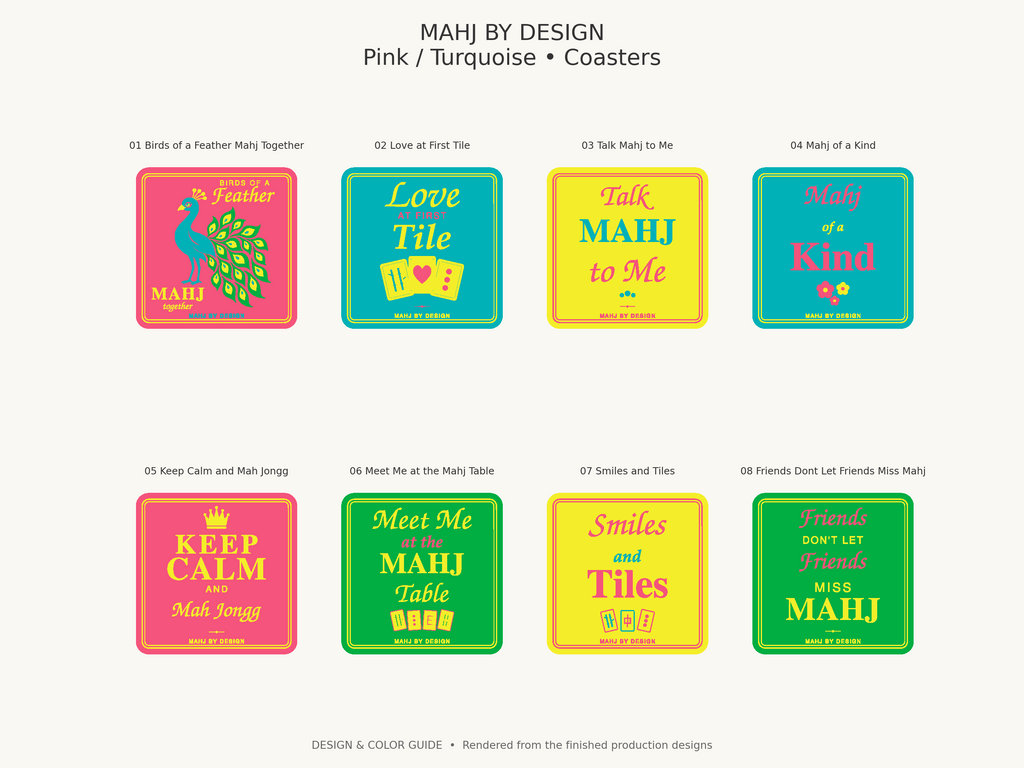 Pink Turquoise Coasters all designs