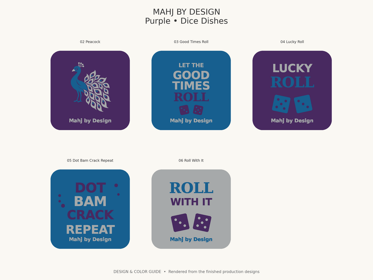Purple Dice Dishes all designs