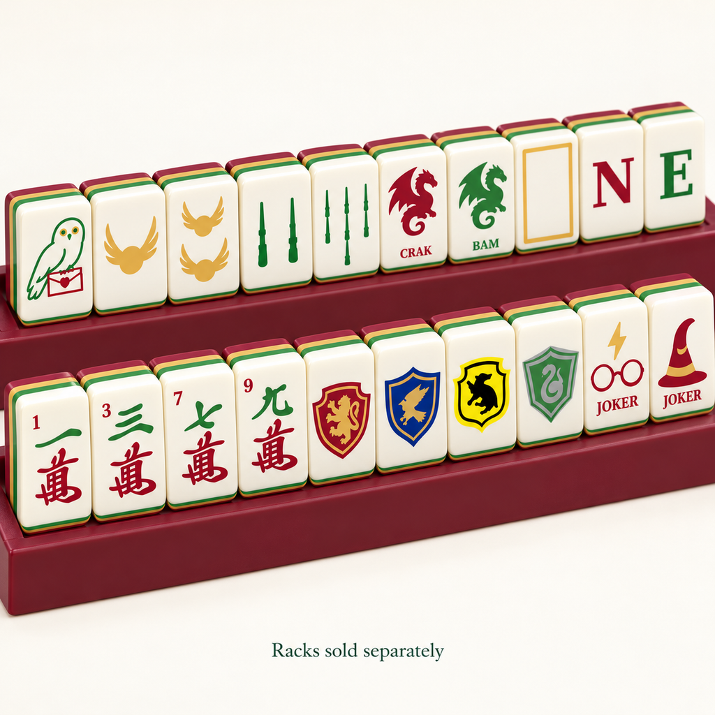 Tiles displayed on maroon racks, racks sold separately