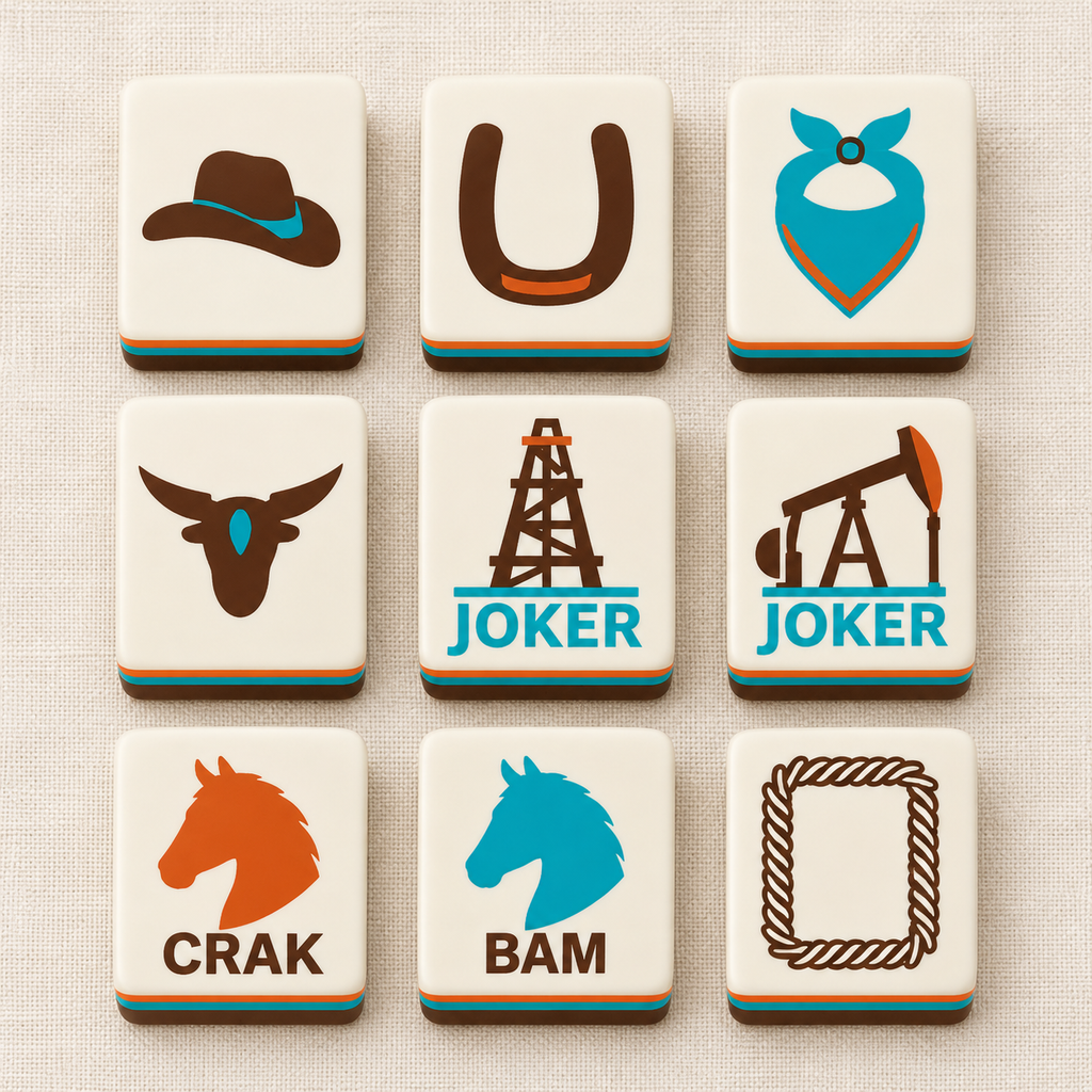 Western flowers, jokers and dragons digital mockup