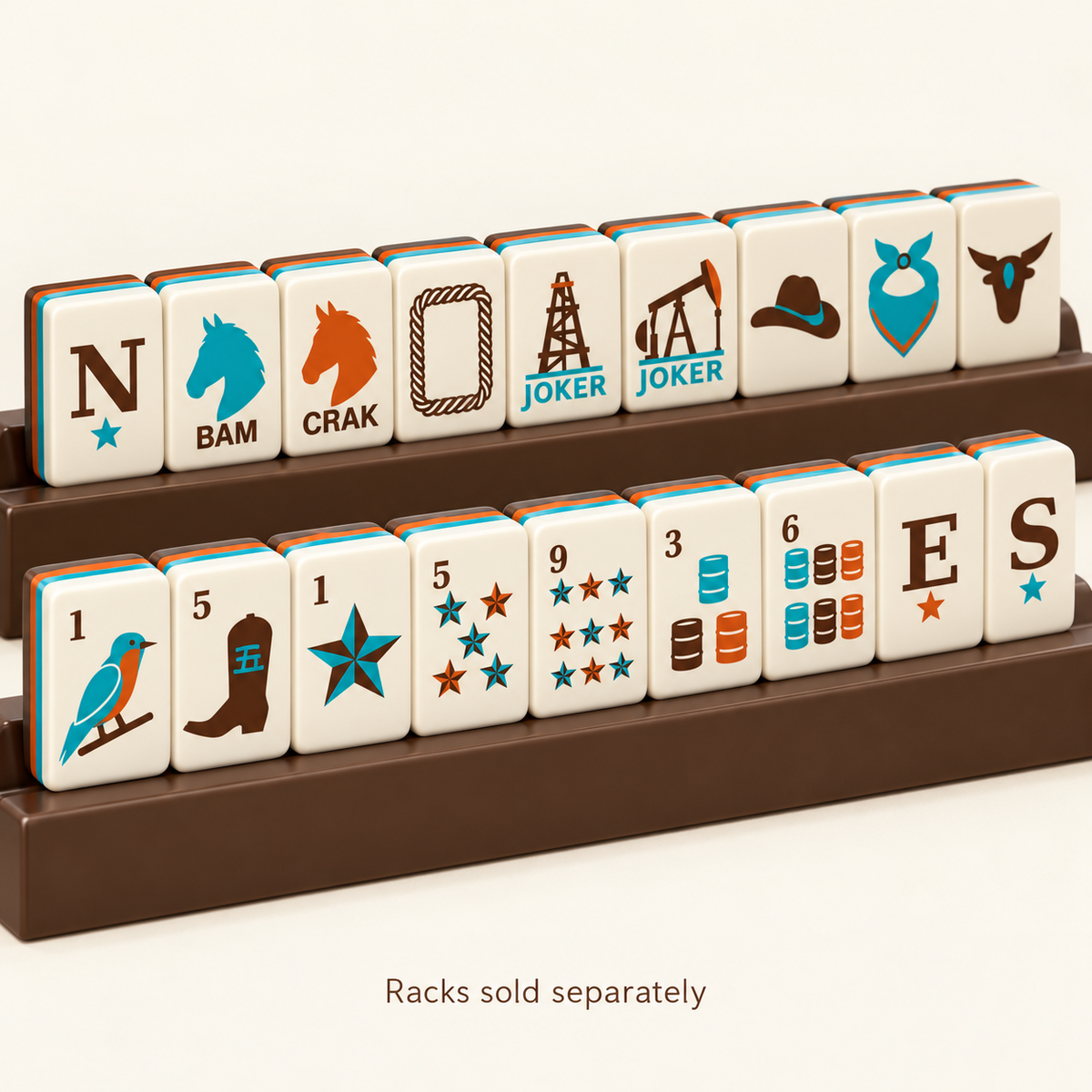 Western tiles on brown racks, racks sold separately