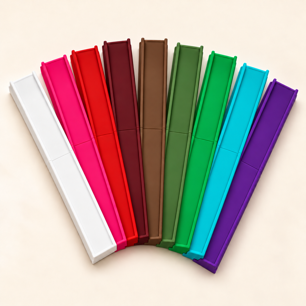 Nine colors: White, Pink, Red, Maroon, Brown, Mistletoe Green, Green, Turquoise, Purple